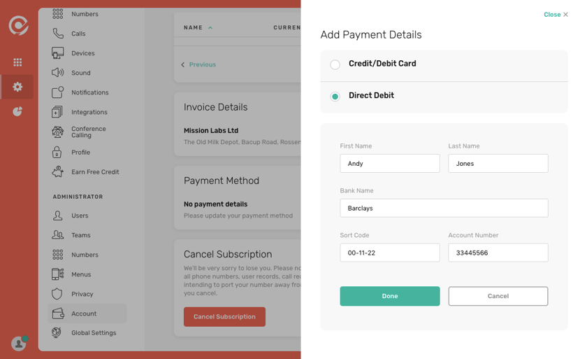 Direct Debit Payments